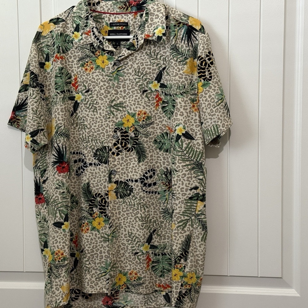 Drill Clothing Company Men Short Sleeve‎ Hawaiian   Print Size L Button Front